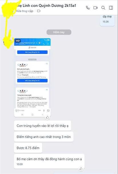 Chúc mừng Quỳnh Dương trúng tuyển clc Lê Lợi