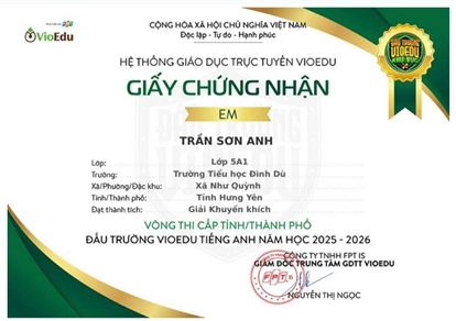 Chúc mừng SƠn Anh đã hái được quả ngọt