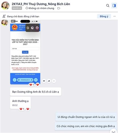 Chúc mừng các học trò lớp cô Liên - Tiếng Anh Đại Lợi đạt điểm tốt kì thi vào 10