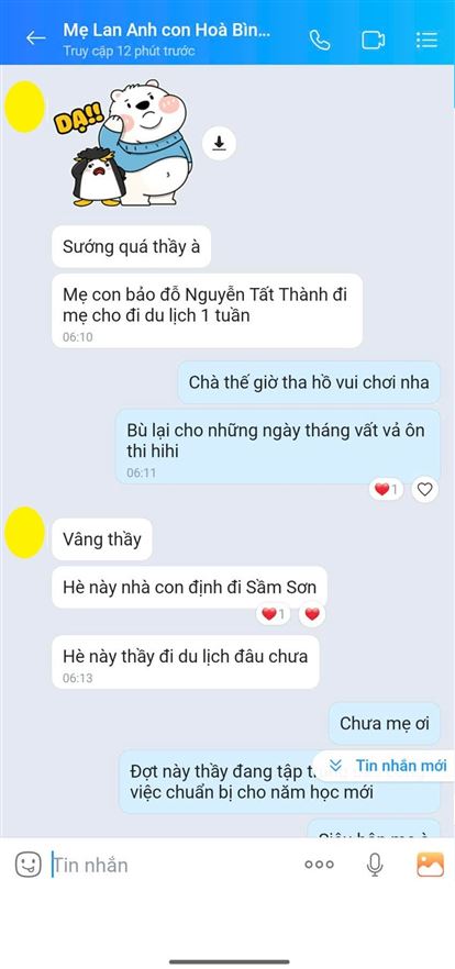 Học sinh báo kết quả đỗ Nguyễn Tất Thànhh