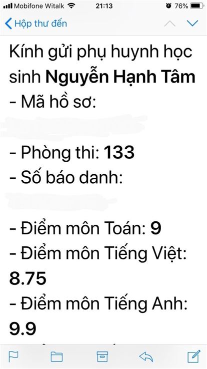 ❤️ Học trò đầu tiên báo kết quả thi NTT ❤️Thầy chúc mừng con gái Hạnh Tâm đỗ NTT với điểm số 9.9 tiếng Anh