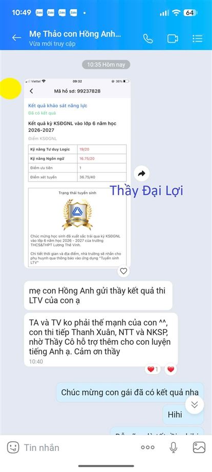 Hồng Anh đậu Lương Thế Vinh