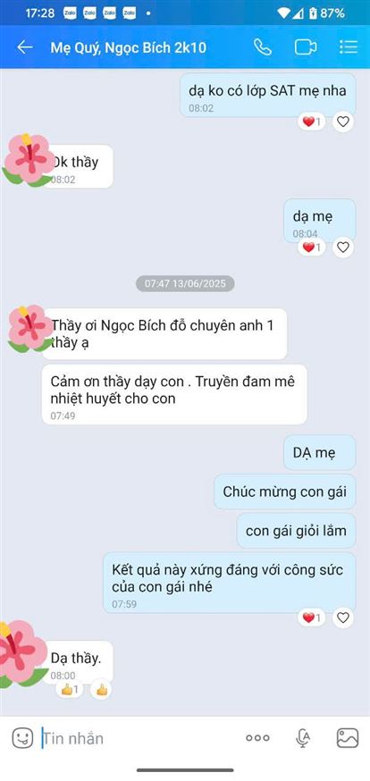 Chúc mừng Ngọc Bích đỗ chuyên Lương Văn Tụy - Ninh Bình