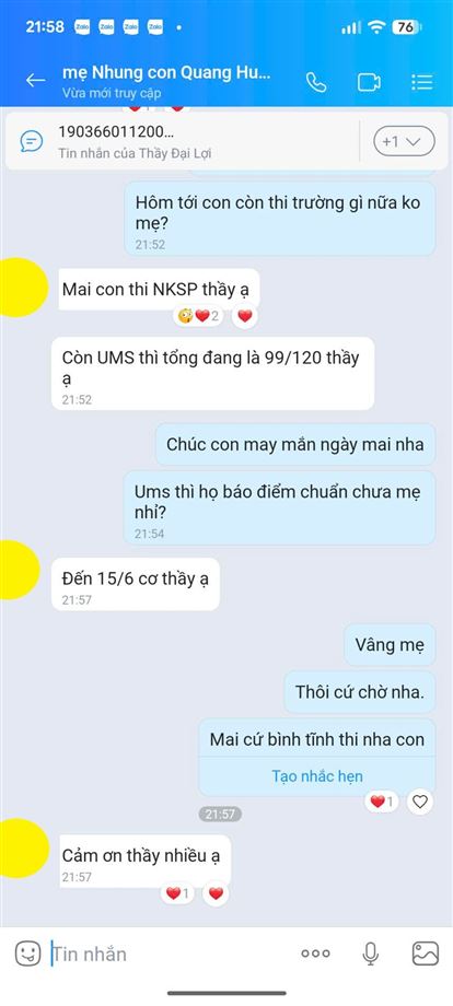 Chúc mừng Quang Huy đậu NTT