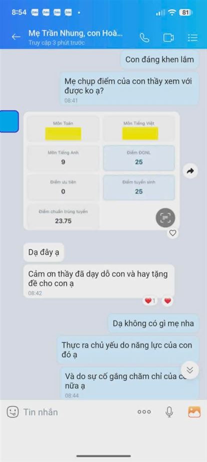 Chúc mừng Hoàng Huy trúng tuyển Cầu Giấy