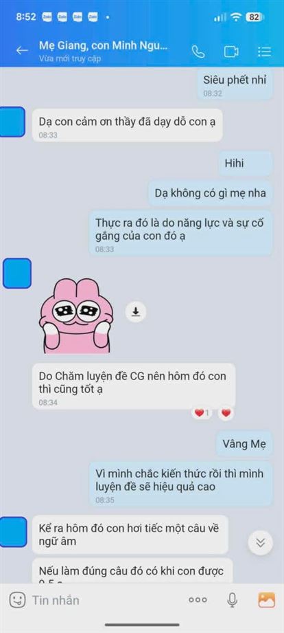 Chúc mừng Minh Nguyệt đã trúng tuyển vào trường Cầu Giấy
