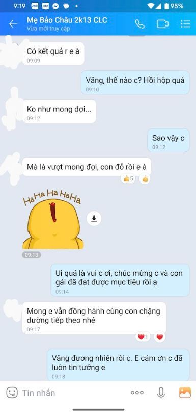 Chúc mừng con Bảo Châu đã đạt được nguyện vọng!