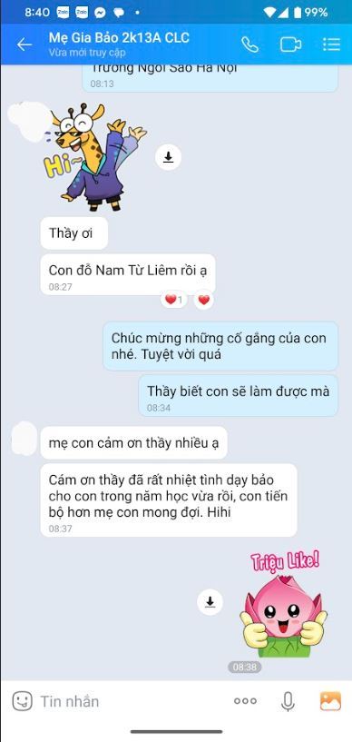 Chúc mừng con Gia Bảo đỗ Nam Từ Liêm