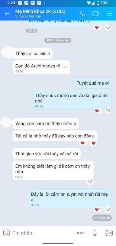 Chúc mừng con  Minh Khoa đỗ Archimesdes