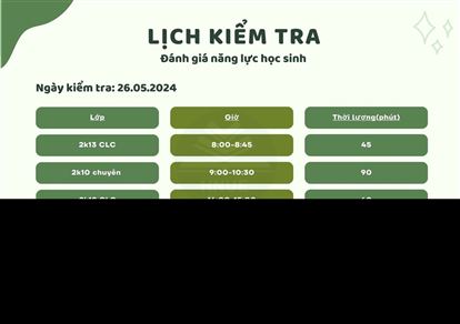 Lịch test đầu vào – kiểm tra đánh giá kiến thức MIỄN PHÍ cho học sinh!