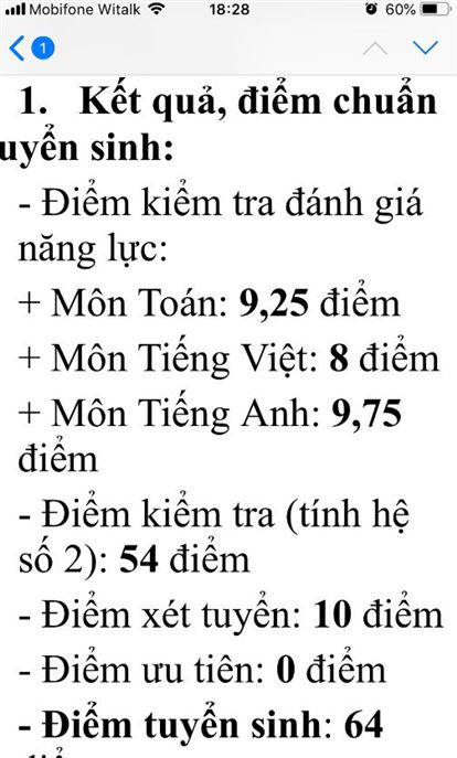 Chúc mừng con Hạnh Tâm đỗ Cầu Giấy với điểm số Tiếng Anh xuất sắc 9.75 và 9,9đ và đỗ vào Nguyễn Tất Thành!