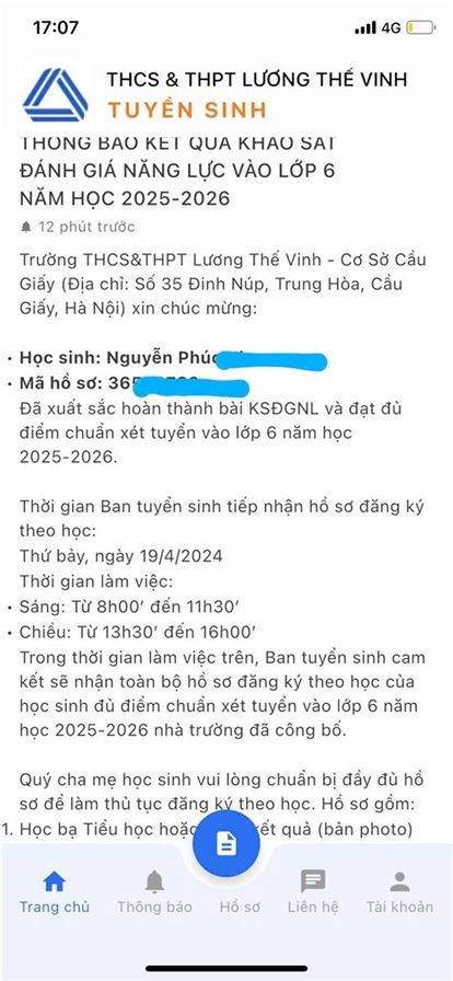 Chúc mừng Phúc Khang đỗ THCS Lương Thế Vinh!