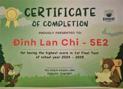 Chúc mừng bạn Đinh Lan Chi lớp 2k14A1 xuất sắc dành điểm số cao nhất trường