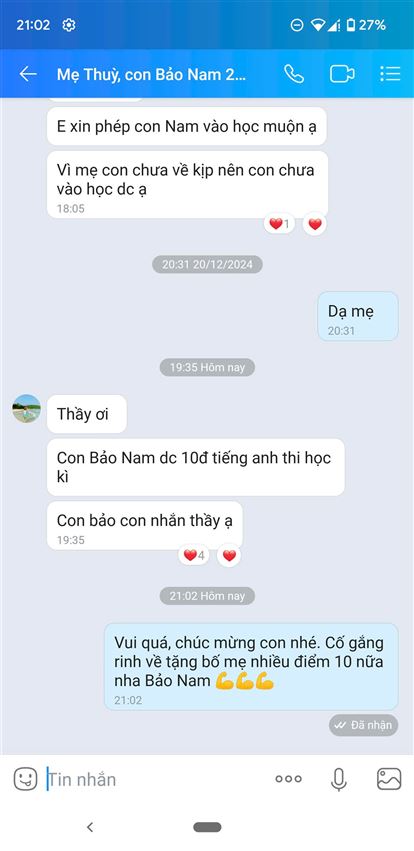 Cơn bão điểm 10 - HKI môn Tiếng Anh của học trò