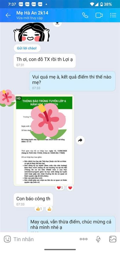 Chúc mừng các con 2k14 đã đỗ trường Thanh Xuân, Nguyễn Tất Thành, Nam Từ Liêm!